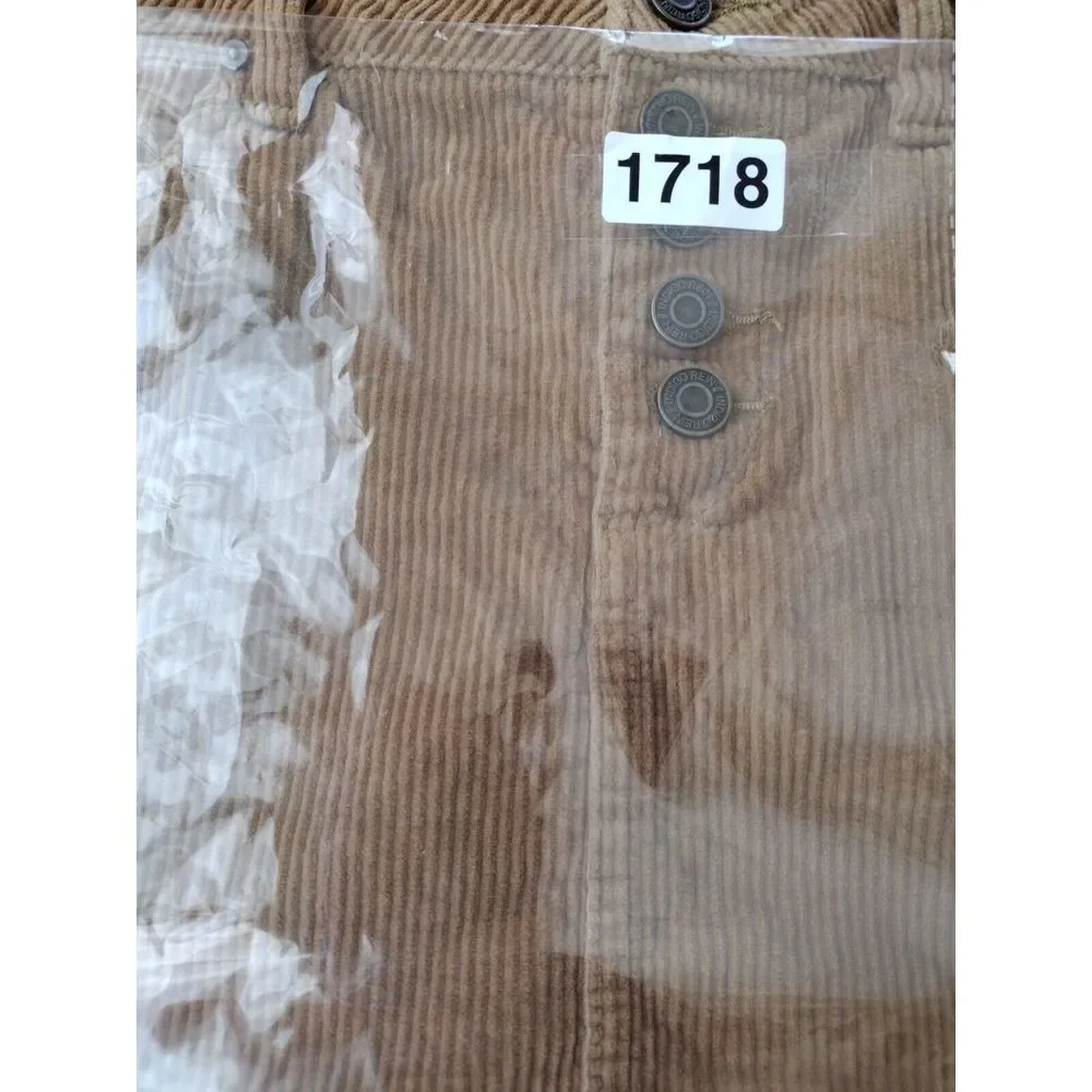 INDIGO REIN Mini Skirt Women Junior 11/29 Golden Tan Corduroy Button Fly Cut Off